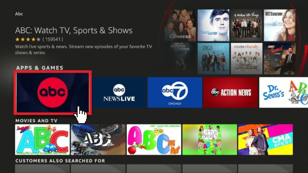 Select the ABC application on your FireStick