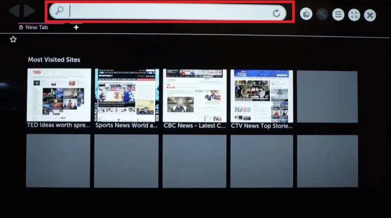 Hit the Search bar on LG TV browser