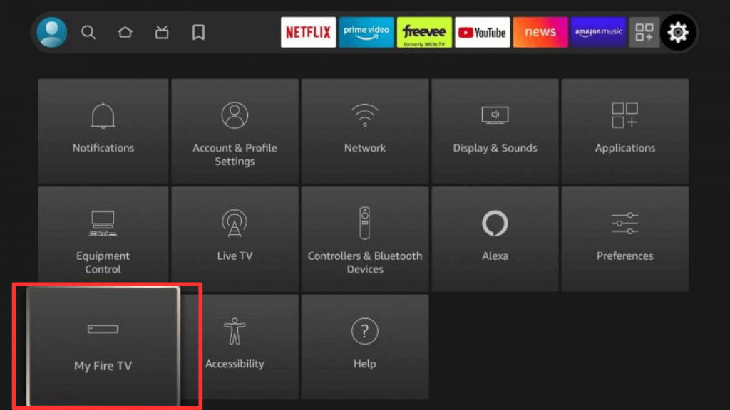 Select the My Fire TV option