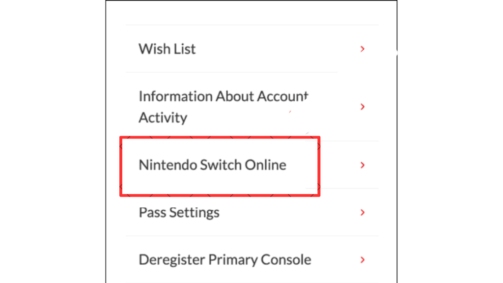Cancel Nintendo Switch Online: Click on the Nintendo Switch online option