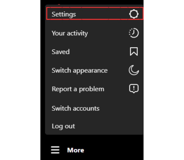 Click on the Settings option