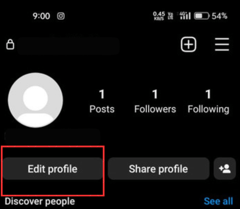 Tap on the Edit profile option