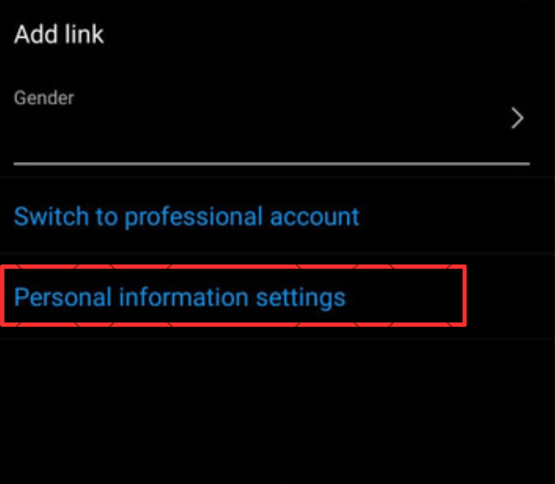 Select the personal information settings
