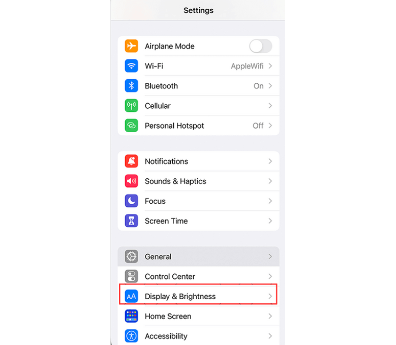 Select the Display & Settings