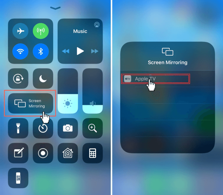 Tap on the Screen mirroring option on Iphone