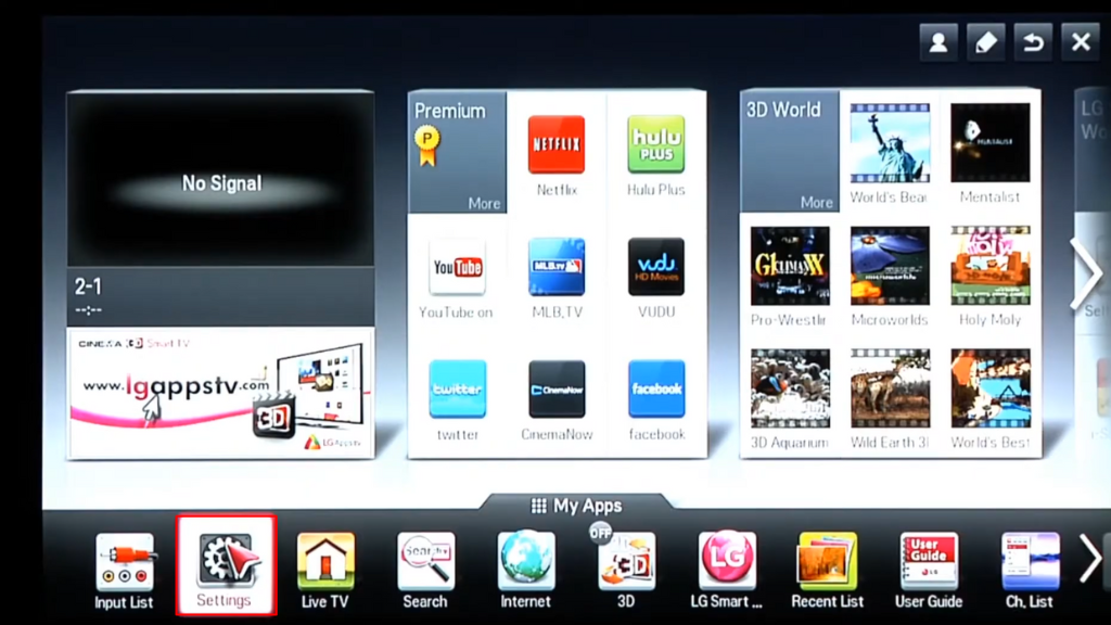 How to Update LG TV: Tap on the Settings options