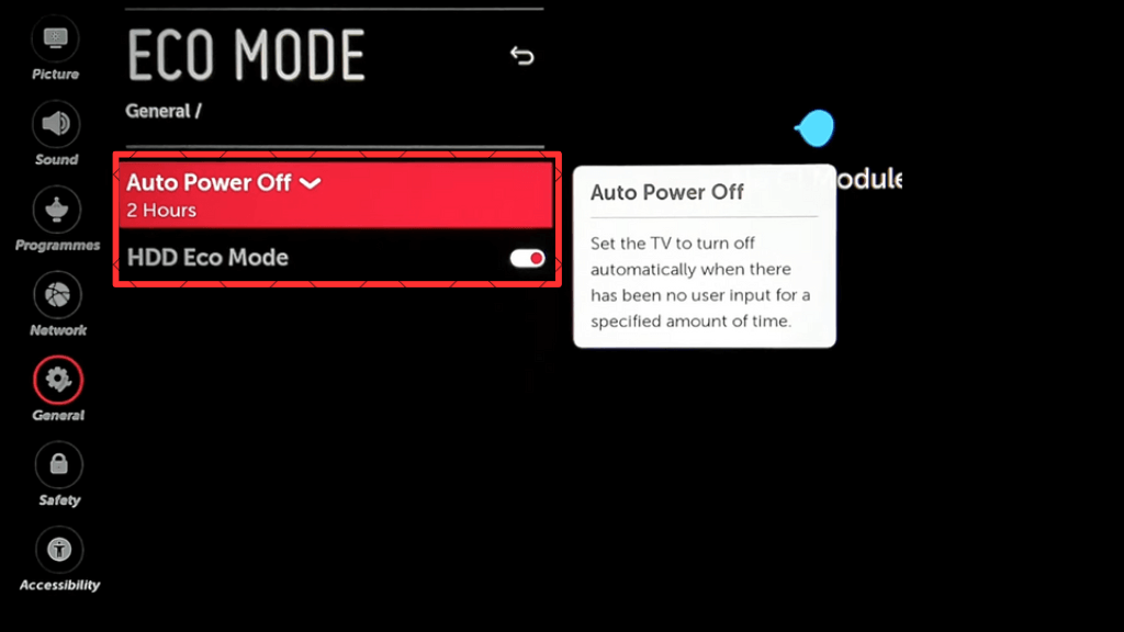 Select the HDD Eco mode and set the timer