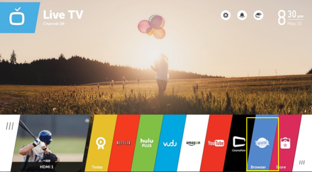 Launch the browser to stream Crunchyroll on LG Smart TV