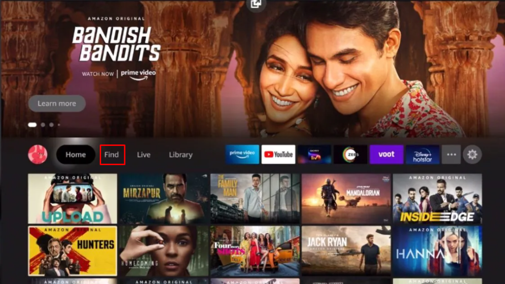 Tap on the Find option to get Plex on Firestick