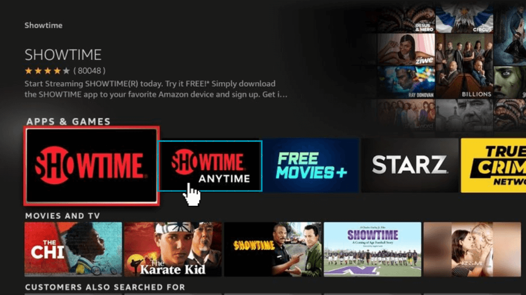 showtime anytime activation code fire tv