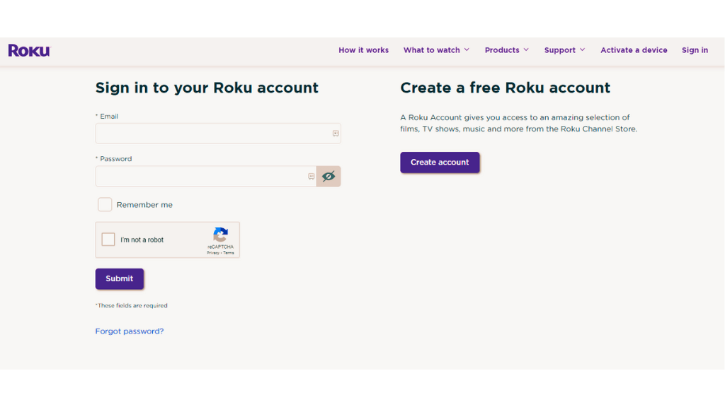 Visit the Roku website on your browser