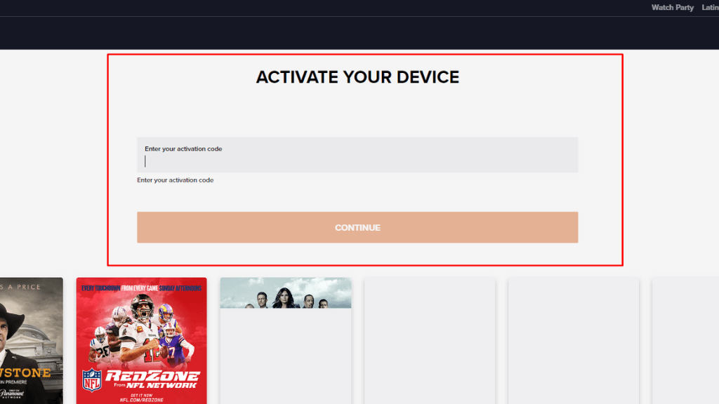 Enter the code on the activation website