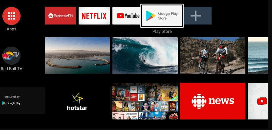 Open Play Store on Android TV