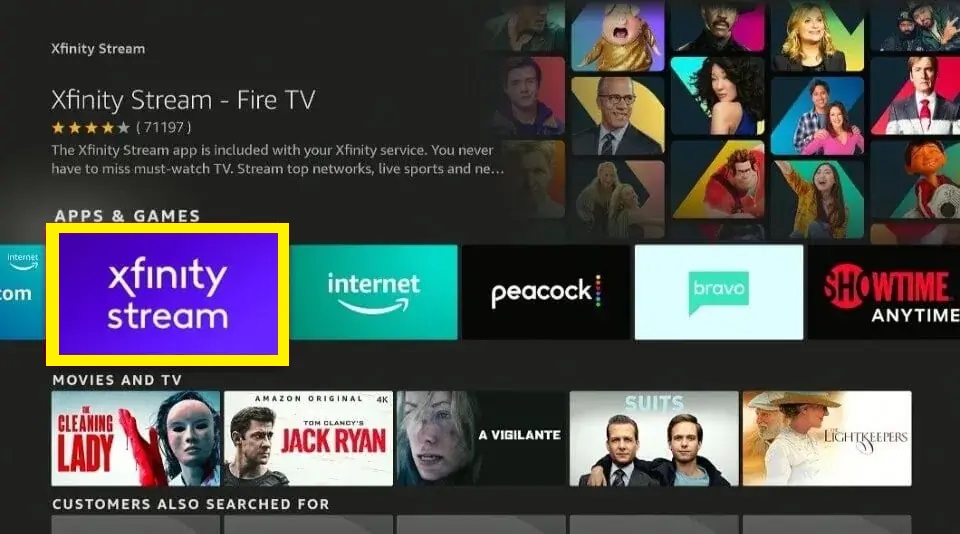 Click on Xfinity Stream tile