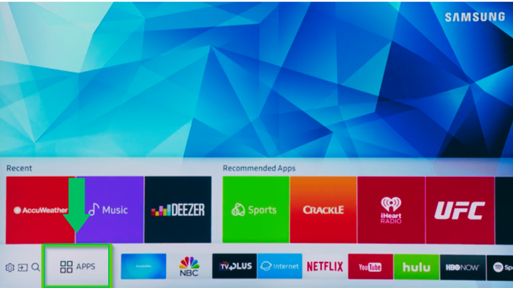 Select the Apps on Samsung TV