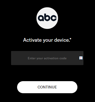 Enter the activation code to stream ABC on Apple TV