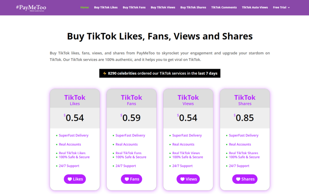 PayMe Too best site for TikTok Likes