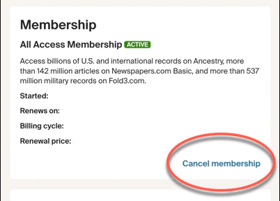 Hit the Cancel membership