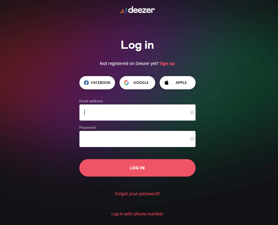 Log in to your account