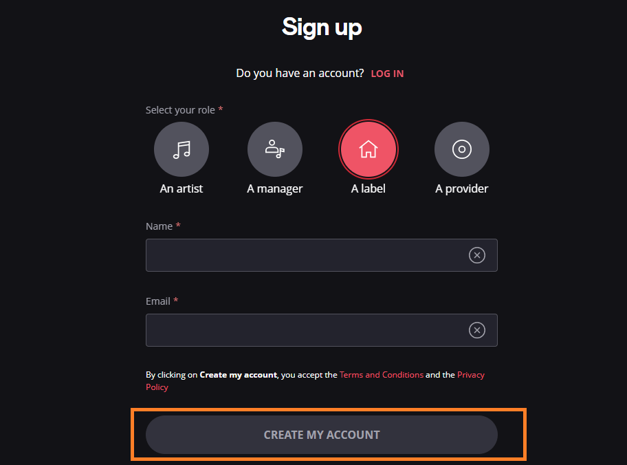 Click on Create My Account 