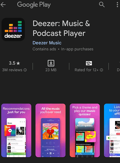 Open Deezer app on Google Play Store