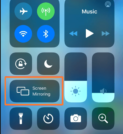 Select screen mirroring on iOS device
