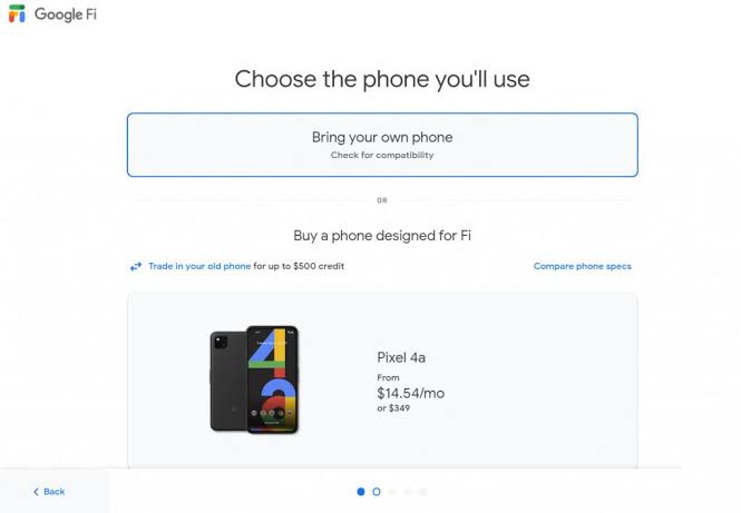 Google Fi Free Trial- Choose the phone