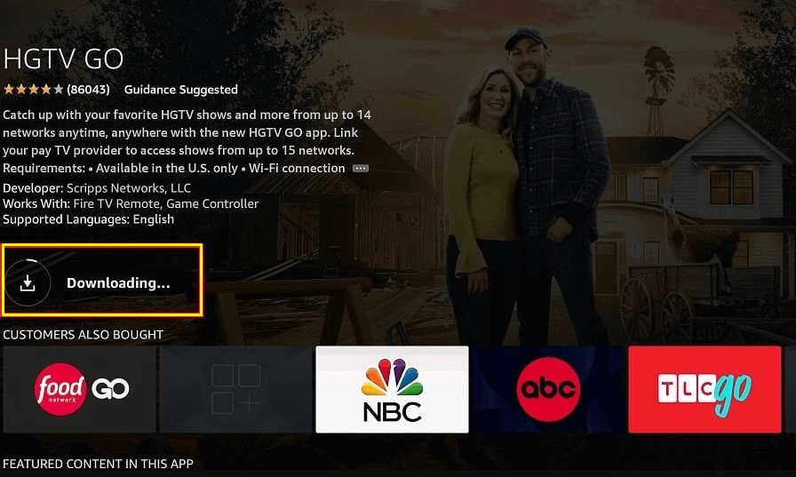 HGTV Download option on Firestick