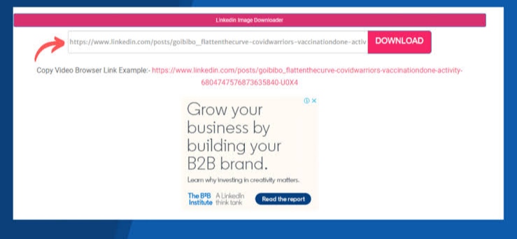 Paste the URL link in the box and click Download to  Download LinkedIn Videos