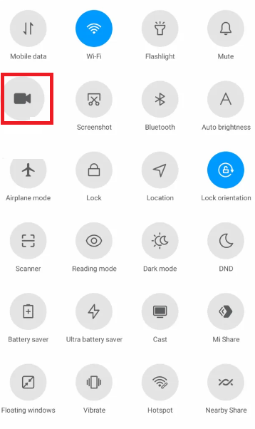 Tap the screen recording option on Android Phone