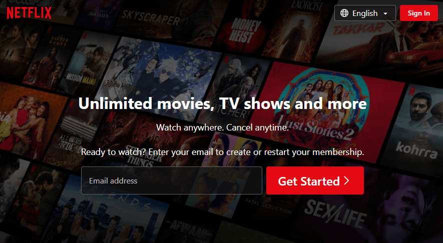 Netflix website