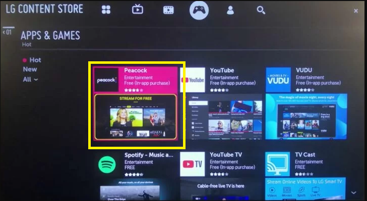Tap on Peacock TV on LG Content Store