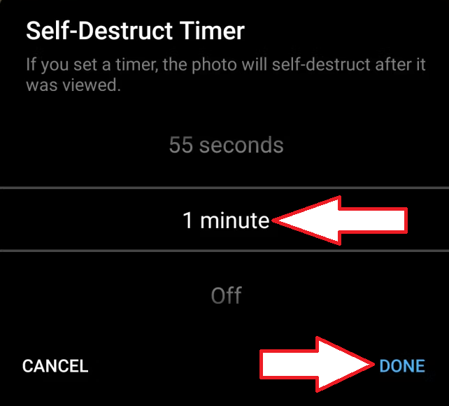 Hit the Done option to send disappearing photos