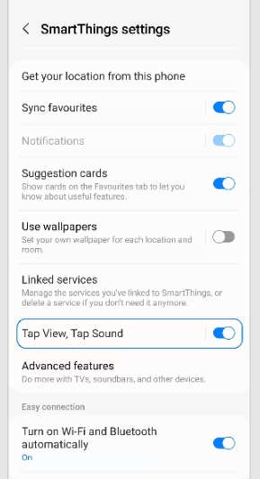 Select Tap View