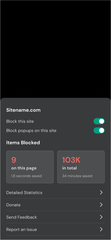 Ads Blocked by Stands Adblocker Browser