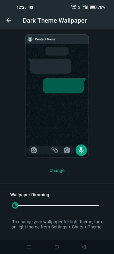 Dark Wallpaper on WhatsApp Chat