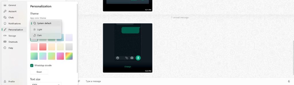 Dark Mode on WhatsApp PC