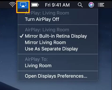 Select AirPlay on Mac