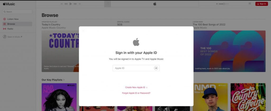 Sign in with the Apple ID on Apple Music