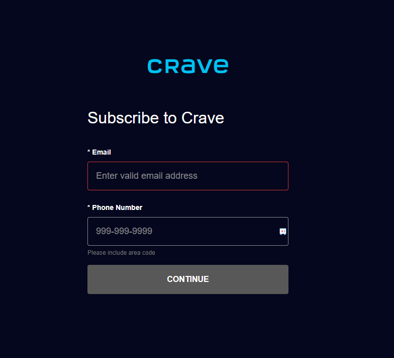 Hit the Continue option on Crave website