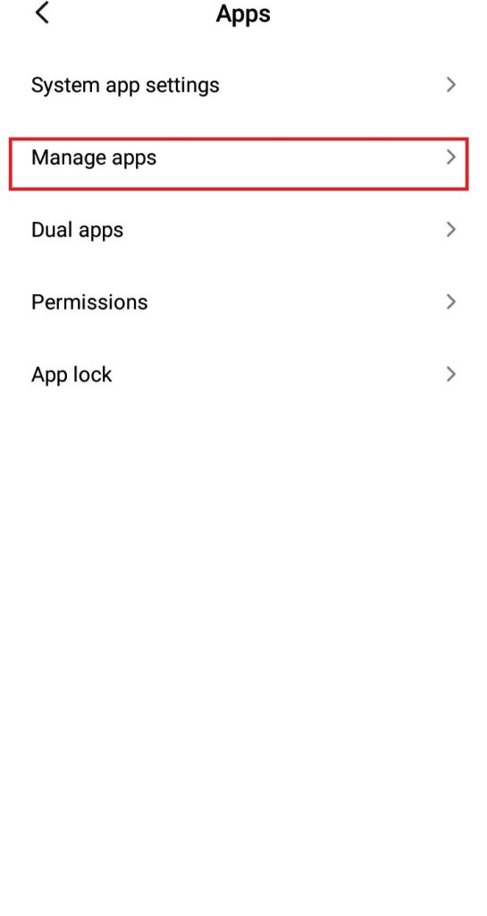 Hit the Manage Apps option Android Settings