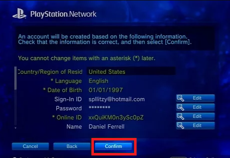 Tap the confirm option on PS3