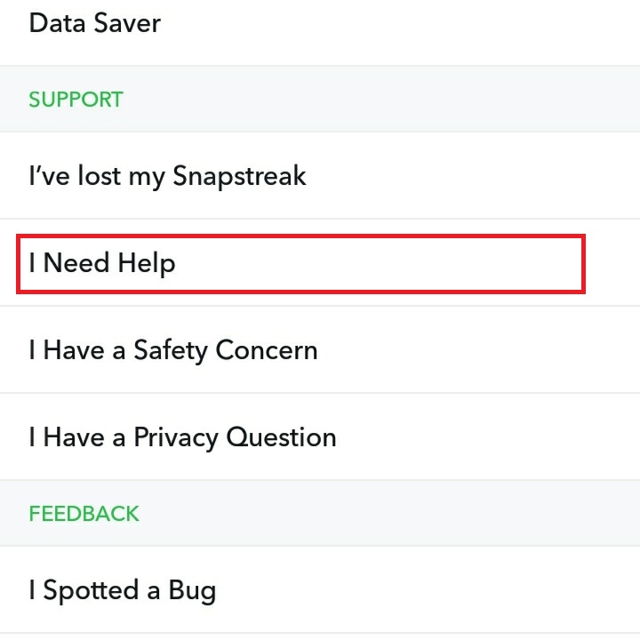 Tap the I Need Help option
