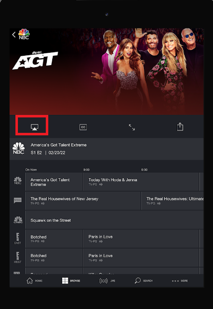 Hit the Airplay icon to mirror Golf Channel on Apple TV