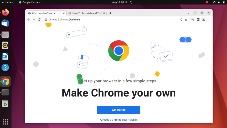 Open the Google Chrome on Ubuntu