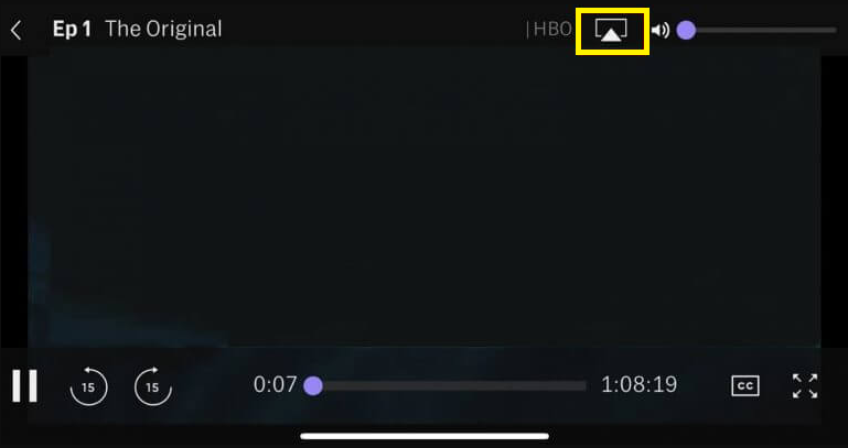 Hit the AirPlay icon on HBO Max app