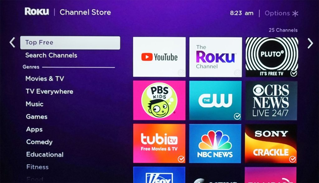 Hit the Search Channels on SharpTV Roku OS