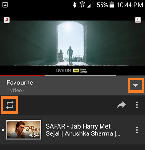 Click on Loop icon below YouTube  videos