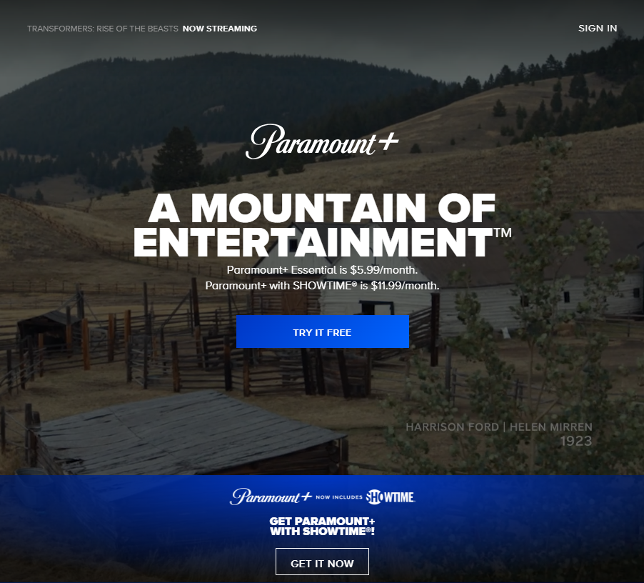 Hit the Try it Free option on Paramount Plus