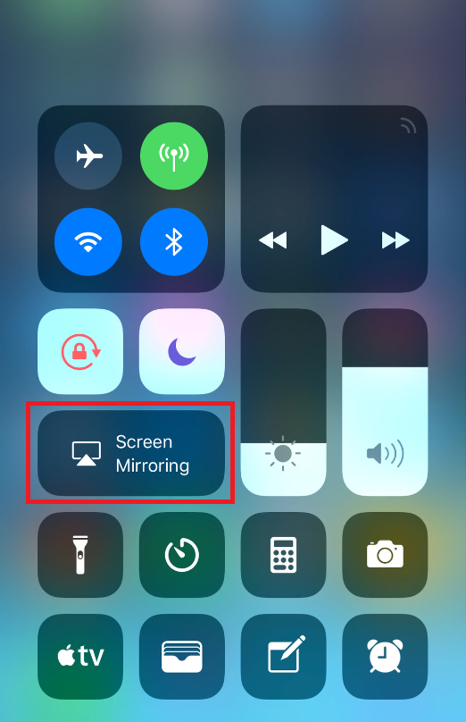 Hit the Screen Mirroring option on iOS device